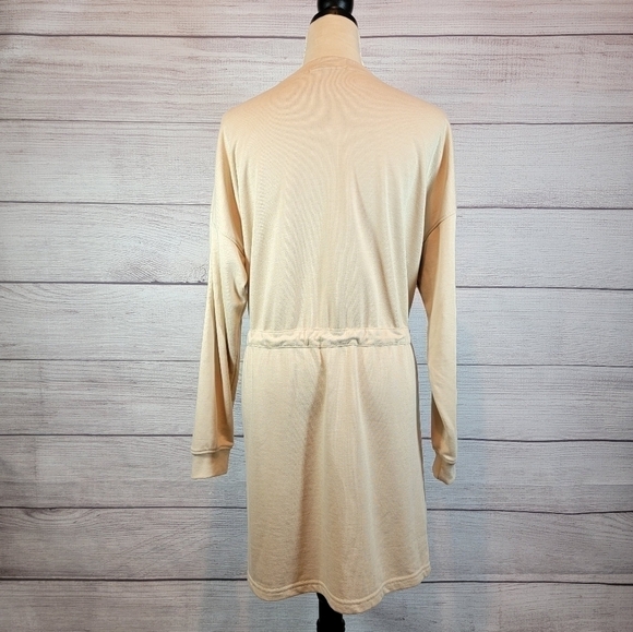 MISSGUIDED Pocket Detail Tie Waist Sweater Mini Dress Cream Tan Size 4 - Picture 7 of 12